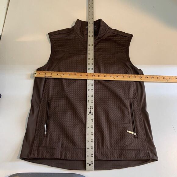 Nike Golf Vest Women M Medium Coffee Fit Dry Zip Up Mock Neck Waffle Knit Jacket - Picture 7 of 13